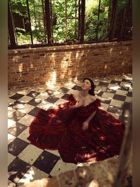 Custom Wuthering Heights Inspired Dark Red gown 8
